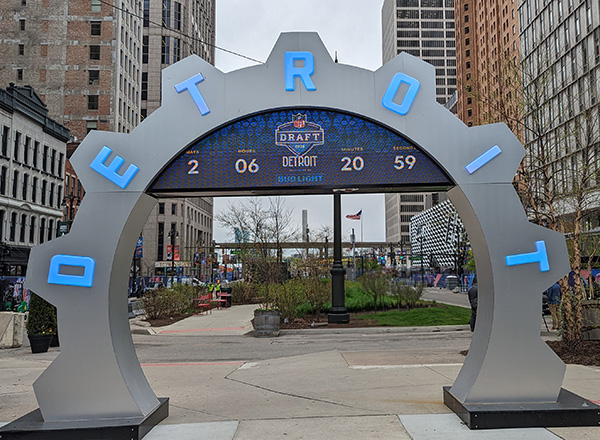 NFL Draft clock in the city of Detroit.