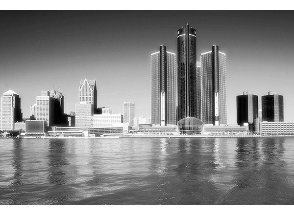 Don Anson's photo of the Renaissance Center is one of 10 photos displayed on the first floor of RenCen Tower 100. 