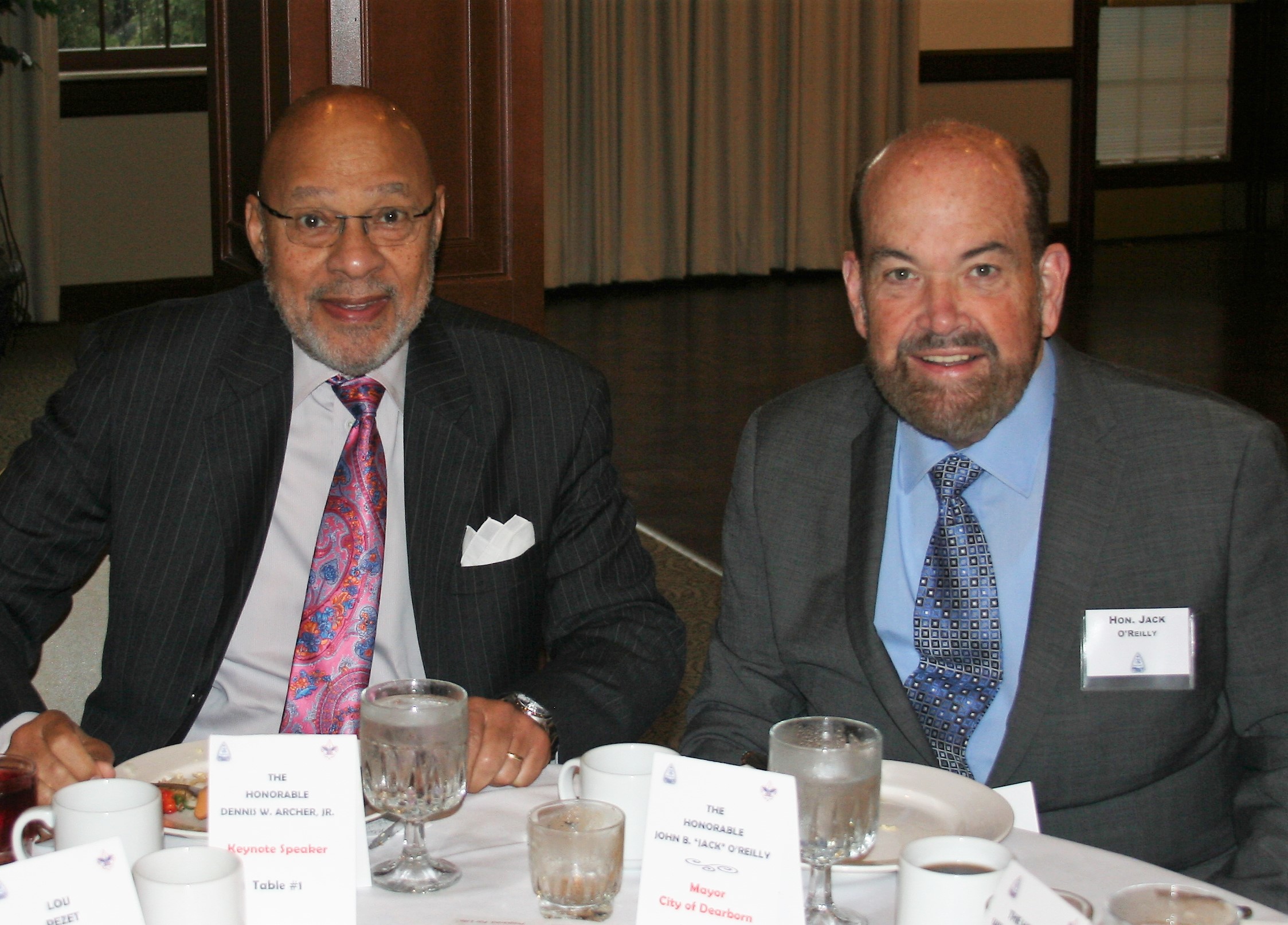 Former Detroit Mayor Dennis Archer (left) and Dearborn Mayor John B. O'Reilly, Jr. 