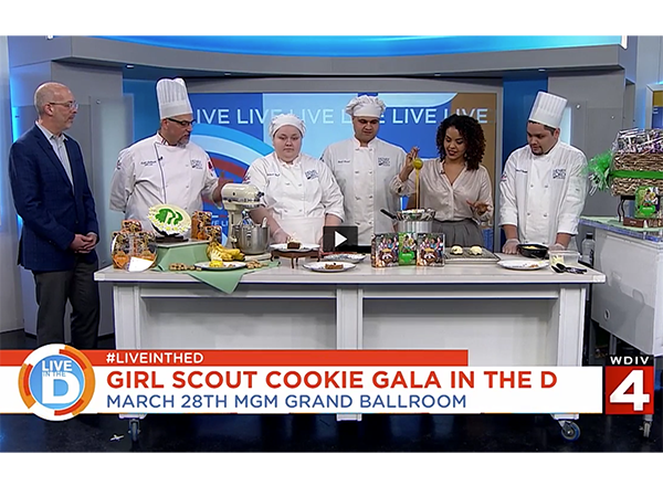 Six people behind a cooking table, WDIV Local 4 Studios