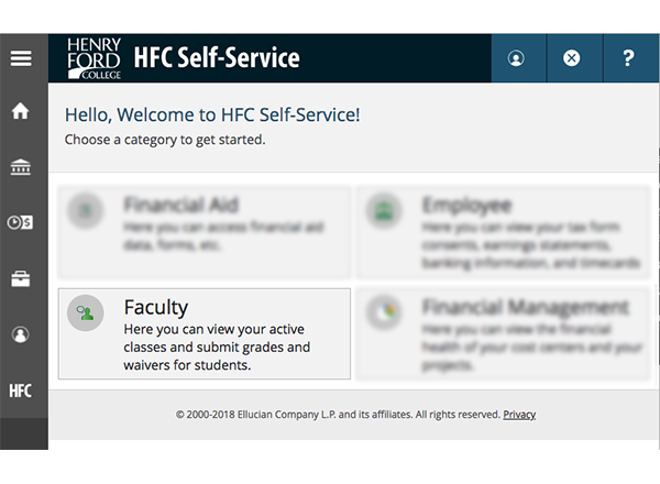Screenshot of self-service
