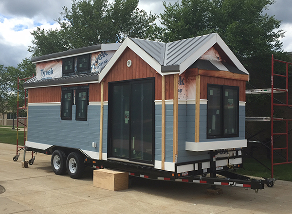 An early view of the tiny home, prior to completion