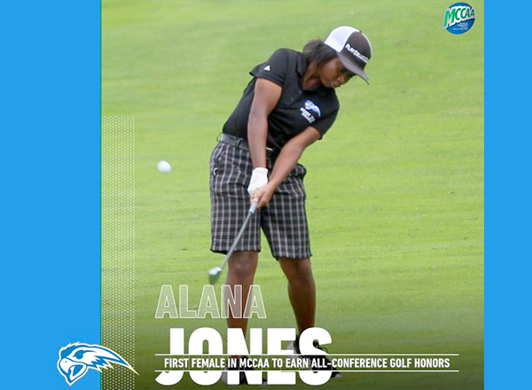 Alana Jones golfing (photo/graphic courtesy MCCAA)