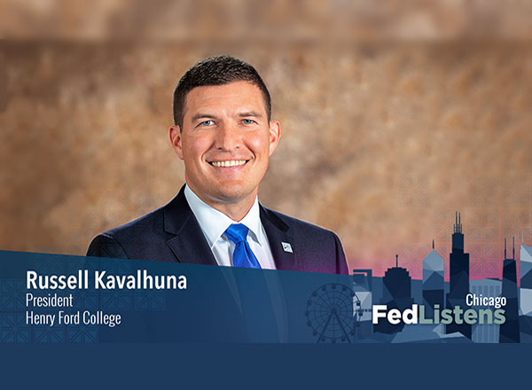 Fed Listens graphic with photo of President Kavalhuna