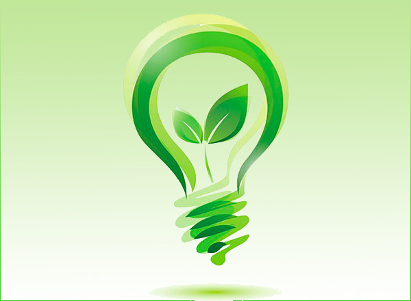lightbulb with green plant as filament