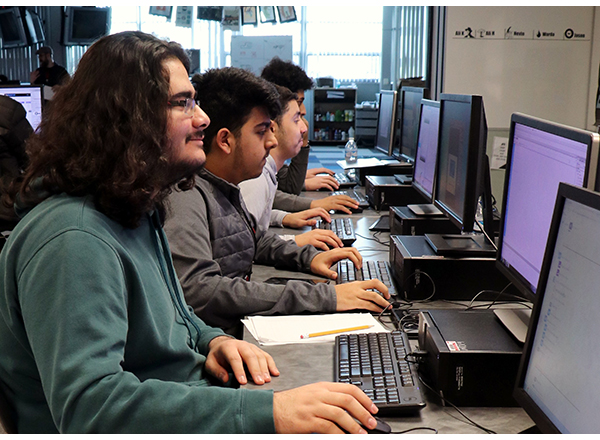 Students working on computers 