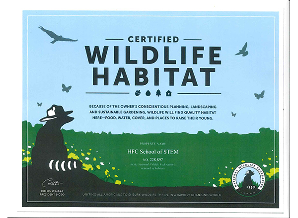 The HFC Rain and Native Plant Garden is now a certified Wildlife Habitat. 