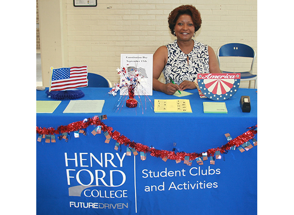 HFC Student Activities Officer Cassandra Fluker promotes the many clubs available at HFC. 