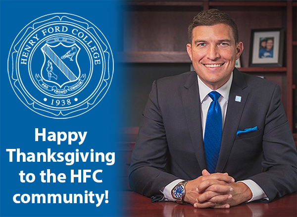 HFC seal, photo of President Kavalhuna, Happy Thanksgiving