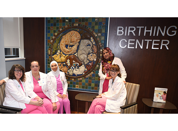 From left to right: Carrie Welch, Clare Durina, Halah Hassan, Nudrat Jehan, and Lauren Fisher are students in the HFC Lactation Consultant Program. 