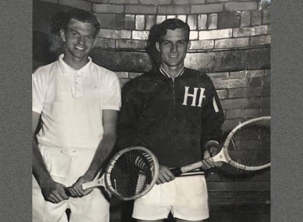 HFC alumnus William Bronner (left) was on the College's tennis team. He is pictured here with his doubles partner Aaron McDonald circa 1961.