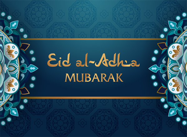 Eid al-Adha, Eid Mubarak on colorful designed background
