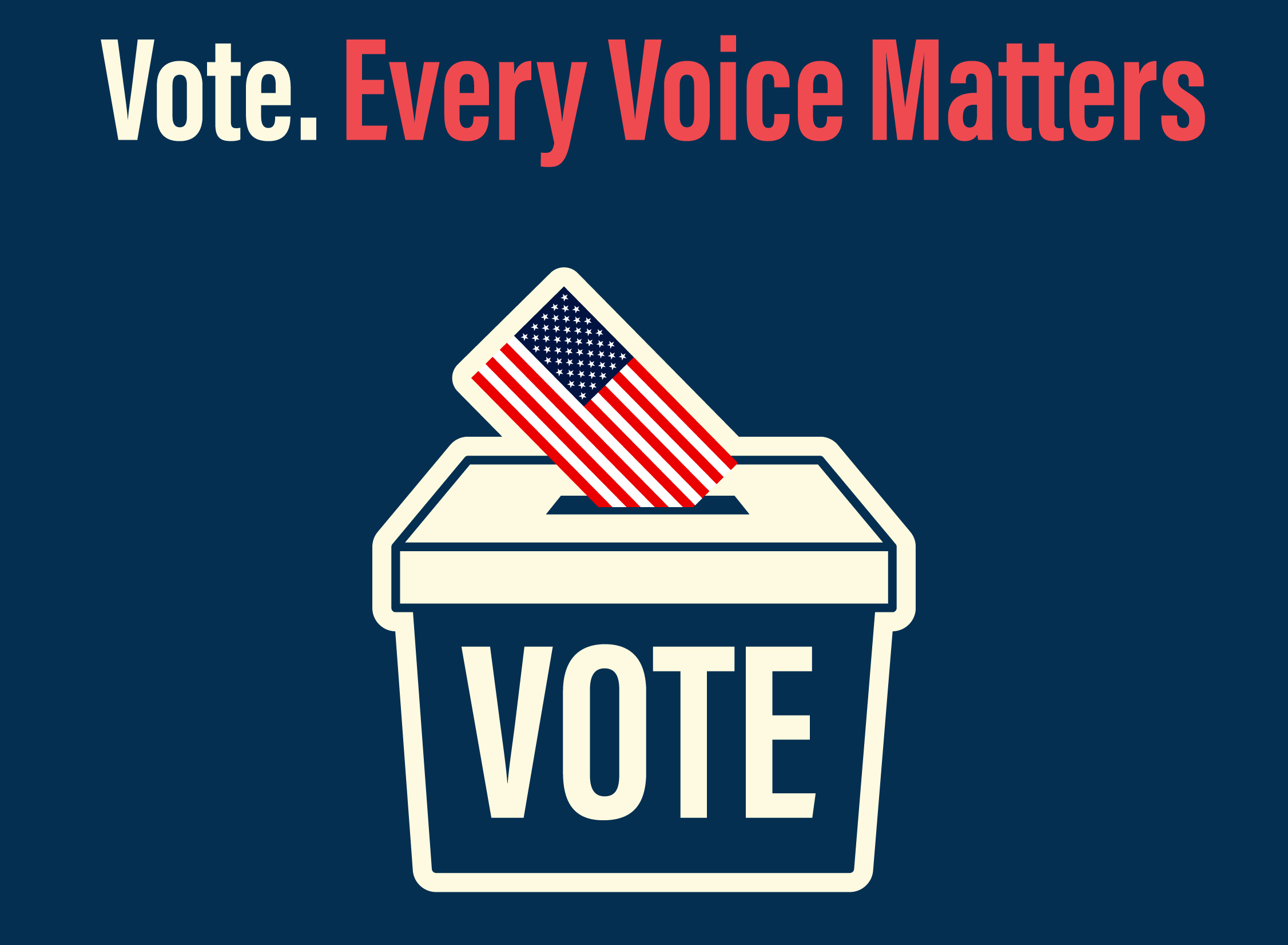 Graphic with the copy: "Vote. Every Voice Matters"