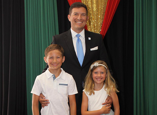 HFC President Russell Kavalhuna and his two children, Miles (left) and Samantha (right). 