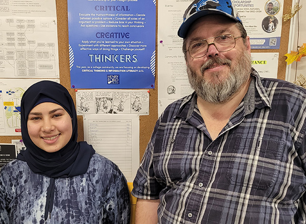 Zena Aljilehawi (left) and Mark Robey (right) are both HFC honors students.