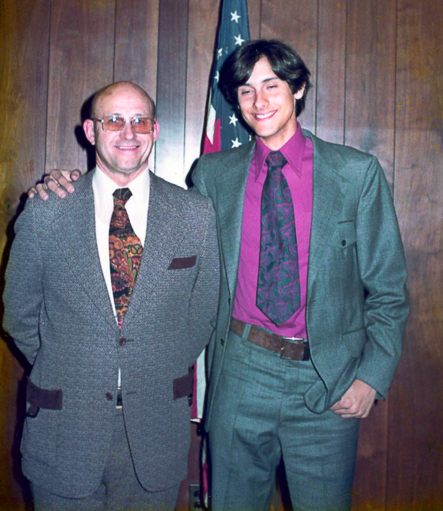 Carlo Martina with the College's then-Director of Student Activities, Stanley L. Vihtelic, in the 1970s.