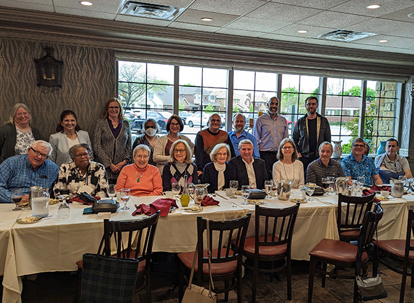 The HFC Mathematics Department recently celebrated Dr. Deborah Zopf's impending retirement. They are pictured here with Zopf and her husband, Mike (who are seated in the center of the first row).
