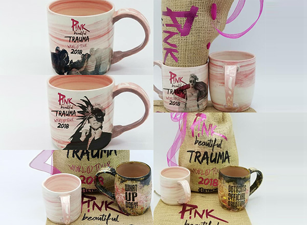 Centurium Frost designed a mug promoting singer Pink's "Beautiful Trauma" tour. 