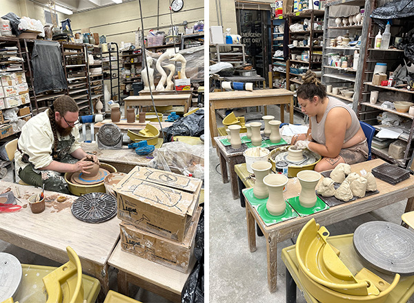 Students hard at work in the HFC ceramics studio participated in the successful HFC-24. 