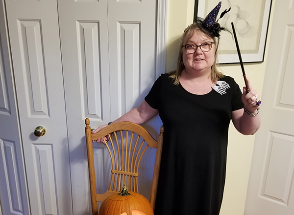 Lynn Borczon dresses for a Halloween celebration