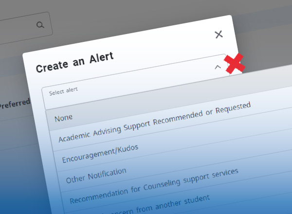 A section of the Non-Course Alert form available in the student and employee portal.