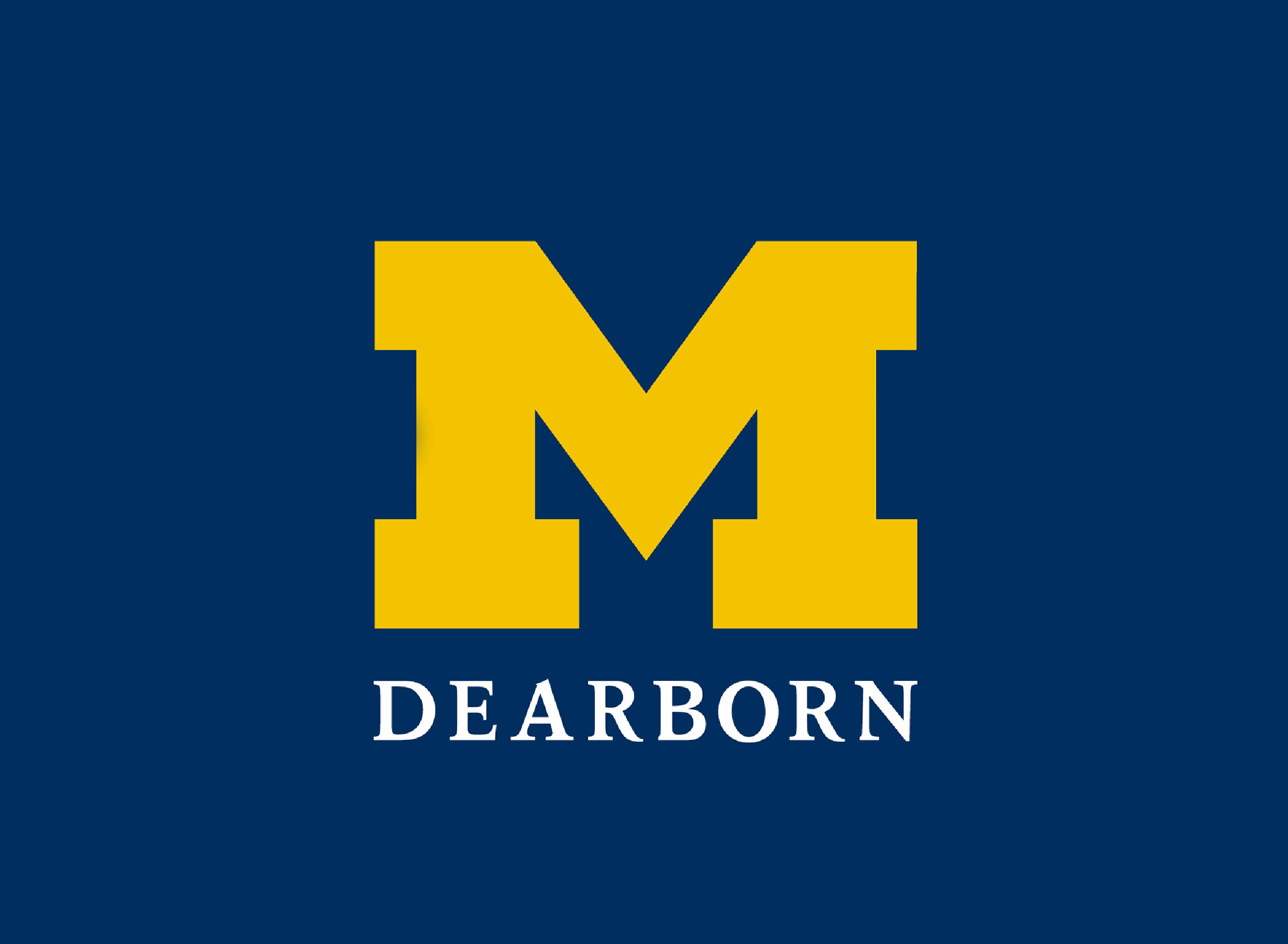 University of Michigan-Dearborn logo on a dark blue background.