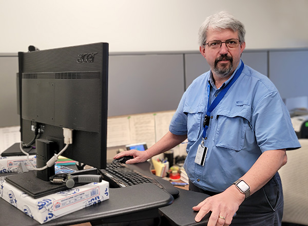 Kevin Culler at his standing desk.