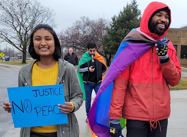 Students from HFC and UM-Dearborn marched in last year's MLK Peace Rally.