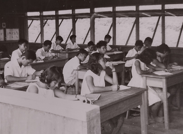 Ed Demerly's students hard at work at Holy Cross School in Malaysia circa 1967-68. 