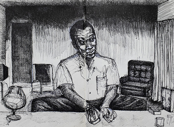 Sabrina Nelson's illustration of novelist James Baldwin. 