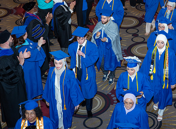 Procession of graduates to the ceremony.