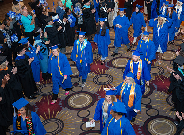 Procession of graduates to the ceremony.